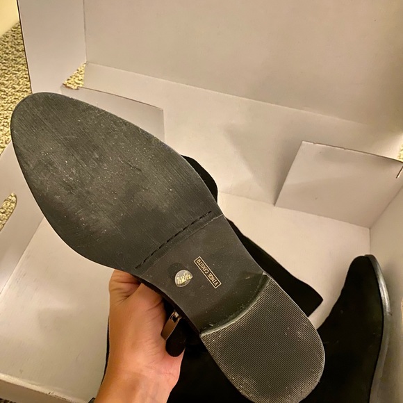 Over the Knee Black Swede Boots - Picture 2 of 2